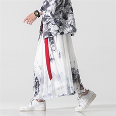 夏季风汉服古风仙气一片式裙裤中性百褶马面裙情侣K180/P75，男装民族服装，电商A221A