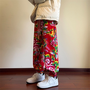 08春季新款东北大花裤新潮风束脚裤子XZ211-1-K2401-P50图片