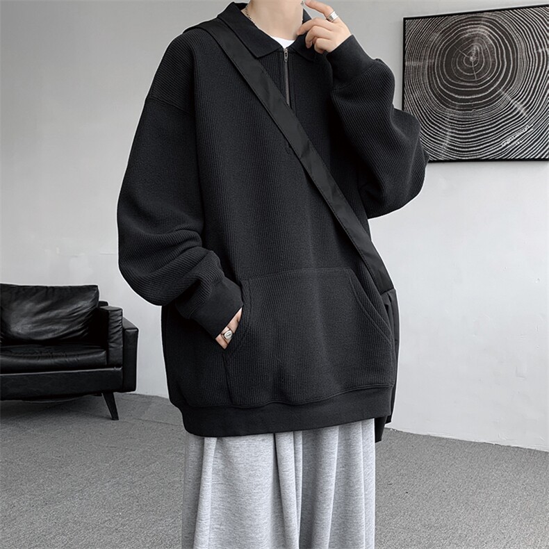 8XL-M半拉链卫衣男日系复古翻领休闲百搭外套大码上衣服WY003P50,女装短外套,电商B312