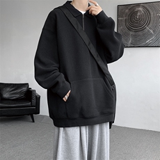 8XL-M半拉链卫衣男日系复古翻领休闲百搭外套大码上衣服WY003P50，女装短外套，电商B312