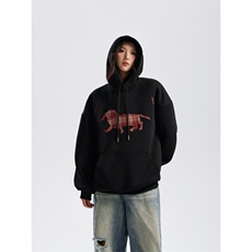 重磅400克小狗贴布刺绣连帽卫衣男秋冬季宽松上衣P63X119，男装卫衣，星座803