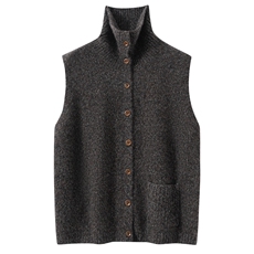 康宝莱花式纱丝羊绒！加厚高领宽松针织马甲背心毛衣，女装羊绒衫，萨奥羊绒