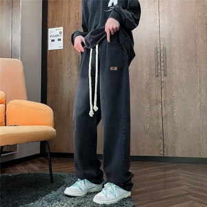 秋冬新款男士牛仔裤松紧腰裤直筒宽松潮流拖地裤XZ212-QNK903-P50图片