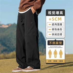 春夏新款阔腿裤男款宽松直筒休闲裤美式潮牌工装长裤子Z9856-P45图片
