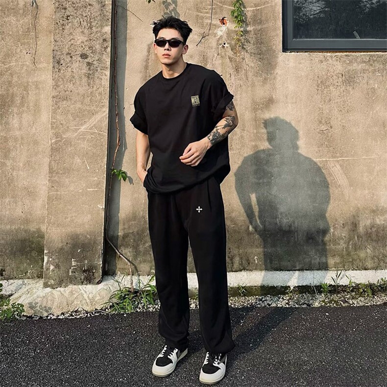 抖音得物品质夏季美式高街220克宽松纯棉潮牌印花短袖T恤MT30特15,男装T恤,电商A486-1