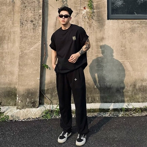 抖音得物品质夏季美式高街220克宽松纯棉潮牌印花短袖T恤MT30特15图片