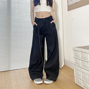 WE1859-P45 美式cleanfit垂感弯刀西裤女秋季新款设计感阔腿图片