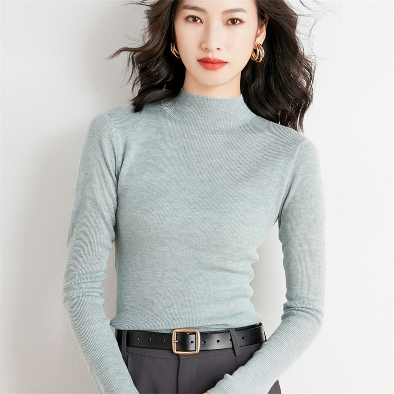 秋冬季新款半高领毛衣女长袖宽松显瘦百搭针织毛衣上衣,针织衫/毛衣,贵皇网供仓
