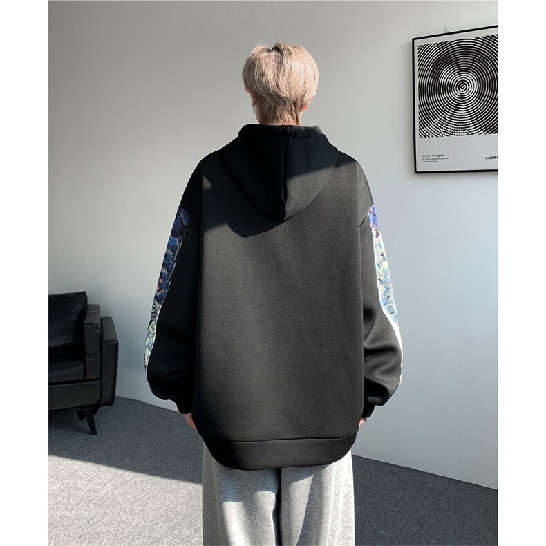 WY10197特P42春季新款小熊拼接高质量连帽大码卫衣上衣男,男装卫衣,电商A059