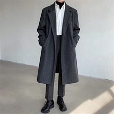 中长款毛呢大衣男2024新款春秋季棉外套高级感英伦风衣JK0251-P98，男装风衣，星座308B-2