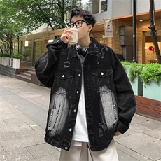 得物二开美式复古破洞牛仔外套高街水洗工装夹克上衣JK1297-P78，男装工装外套，星座1103-3