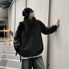 港风秋款男连帽夹克工装拉链冲锋衣休闲外套JK47P65，男装夹克，星座1013-1