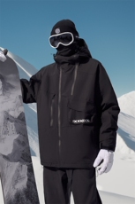 冬季防水防风加棉保暖潮滑雪衣中性连帽抽绳滑雪服外套HF57-P175，男装棉衣，电商A001