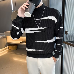 秋冬网红长袖圆领毛衣男韩版宽松套头针织衫高级感线衣 S535图片