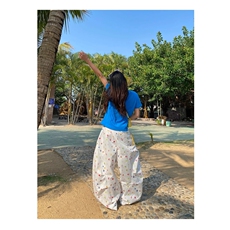 美式街头工装裤女夏季水果白色阔腿裤宽松bf直筒运动裤潮，男装工装外套，星座1210-1
