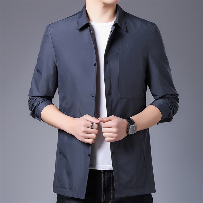 CD6629922钱塘2020-2春秋薄款中年男士中长款翻领夹克外套P185,男装夹克,钱塘207-2