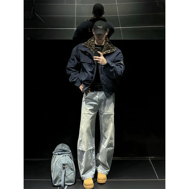 河北质量美式豹纹立领棉衣外套ZM0134-特批98,男装棉衣,星座313A(原308A-2)