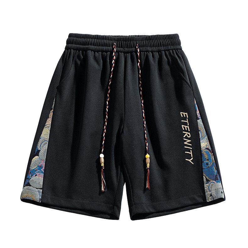 港风刺绣休闲裤高街五分裤宽松直通短裤DK127P32,男装牛仔裤,星座1204-3