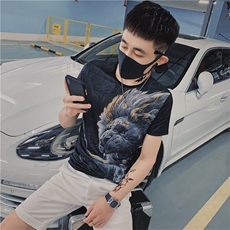 夏潮牌社会小伙短袖数码印花t恤潮男网红打底衫C301B-DT32，男装T恤，电商C301B