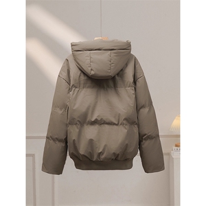 现货5W件冬季三防重磅boxy短款羽绒连帽PU皮棉衣外套防风加厚棉服图片
