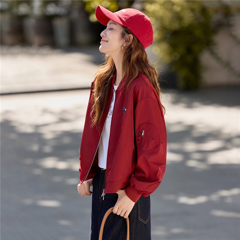 宽松短款棒球服女2026秋季新款小个子显瘦休闲拉链夹克外套,女装短外套,梦懿尔