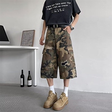 迷彩工装休闲裤男女韩版潮流破洞2026夏季ins七分裤K6267-P49，男装牛仔裤，星座412-2