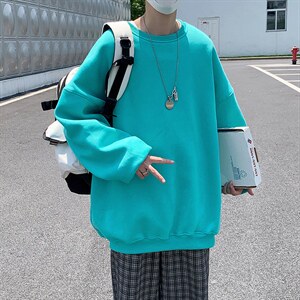 港风模特 10色圆领套头卫衣男时尚外套情侣款  WY98 P25控38图片