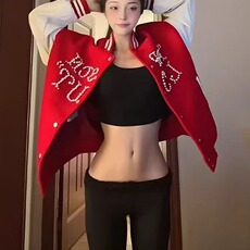 美式复古棒球服外套男女春秋季珍珠钉珠宽松重磅潮牌夹克情侣，男装夹克，星座1210-1