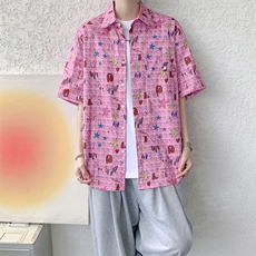CS1141-特P35控68花衬衫男短袖夏季休闲薄款冰丝半袖宽松大码，男装T恤，电商A059