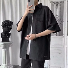 短袖衬衫男士港风日系工装衬衣夏季薄款宽松潮牌ins百搭休闲外套，男装衬衫，星座1013