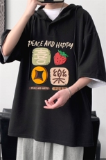 LD54322-P45NASA连帽短袖t恤男大码胖子带帽五分袖中袖，男装T恤，电商A040