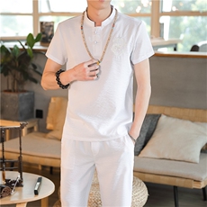 夏季套装男士风复古唐装名族风T恤A334-TZ008-P70，男装民族服装，电商B339(原A334）