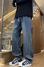 美式高街牛仔裤男款直筒宽松阔腿秋季痞帅休闲裤子青少年H805-P45，男装牛仔裤，星座509