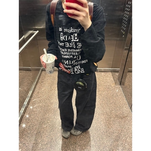 网图现货潮字母印花纯棉长袖T恤男女打底衫CT819-P29图片