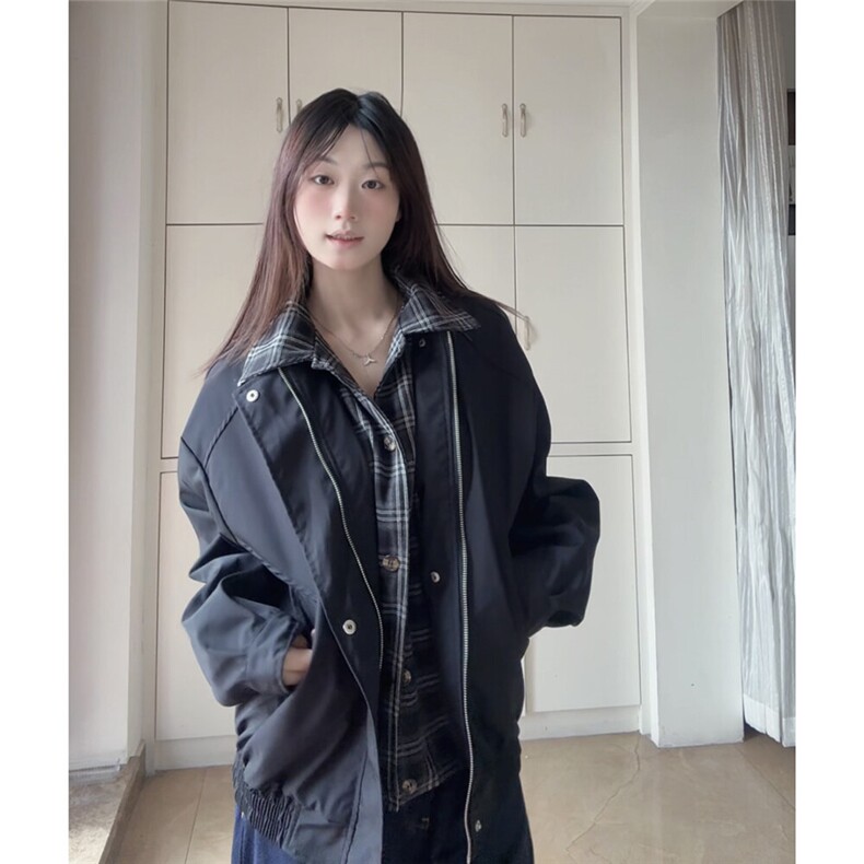 2025年春款时尚翻领假两件外套格子拼接夹克上衣XZ212-QJK630-P70,男装夹克,星座212