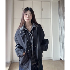 2025年春款时尚翻领假两件外套格子拼接夹克上衣XZ212-QJK630-P70，男装夹克，星座212