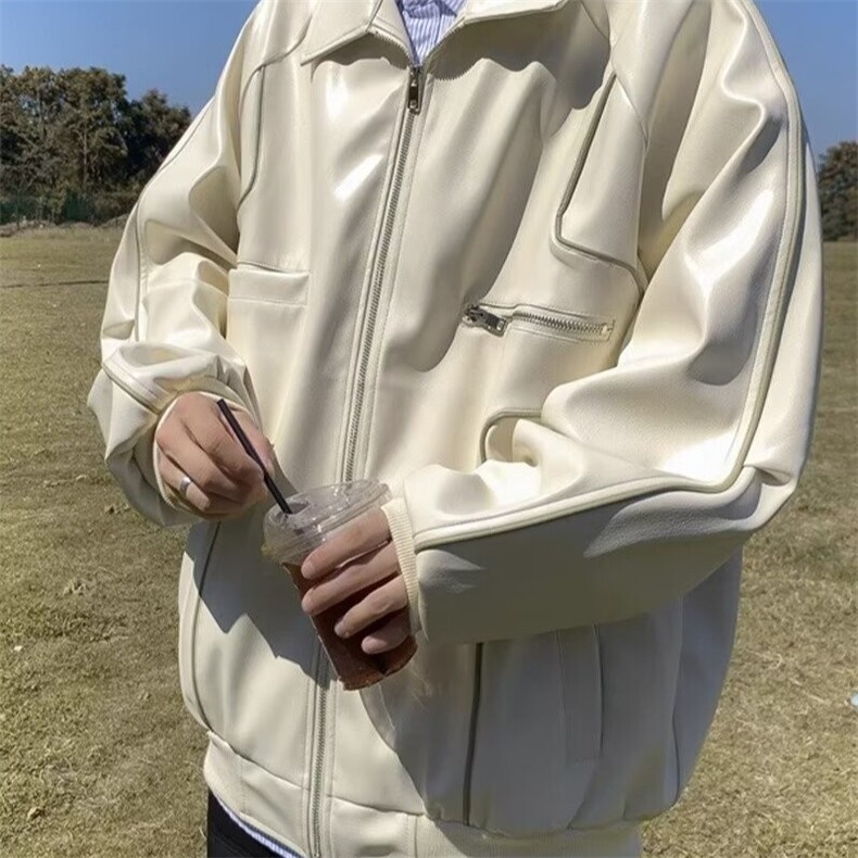 A99-P60美式复古机车皮衣外套男飞行员夹克潮牌街头宽松翻领,男装夹克,电商B323A