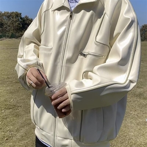 A99-P60 美式复古机车皮衣外套男飞行员夹克潮牌街头宽松翻领图片