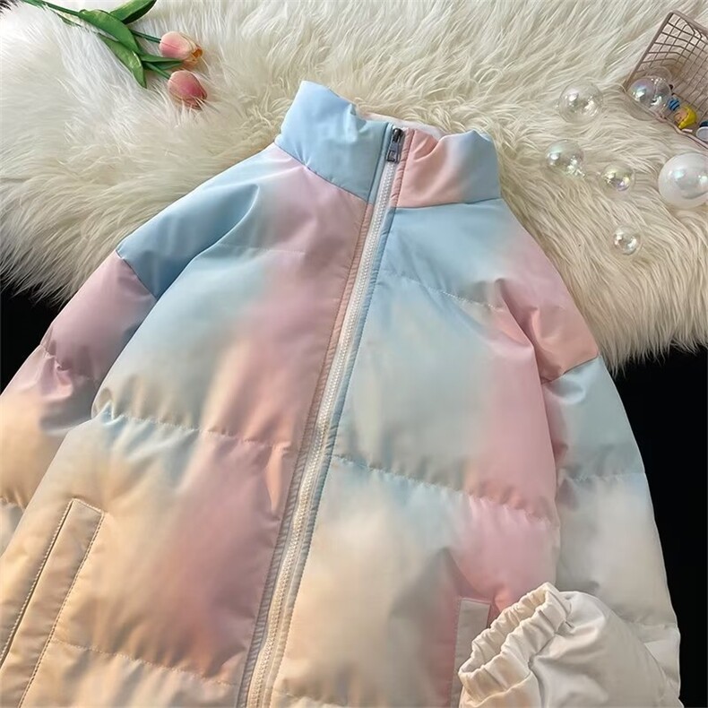 渐变色美式羽绒棉棉衣男士秋冬季新款保暖棉服情侣外套MY19/P95图片
