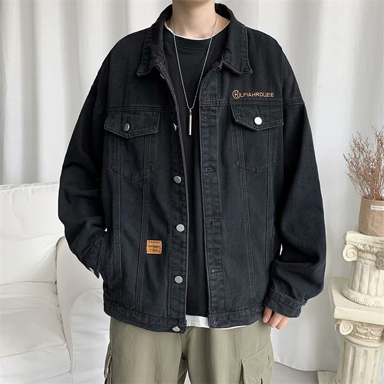 男士牛仔外套新款春秋季炸街上衣韩版刺绣休闲夹克男装JK1014-p58图片