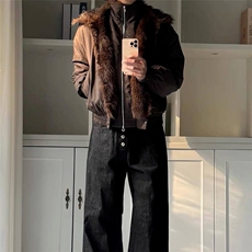 大货DW318-特批103座山雕加厚外套宽松假两件毛领棉服，男装棉衣，星座603-2