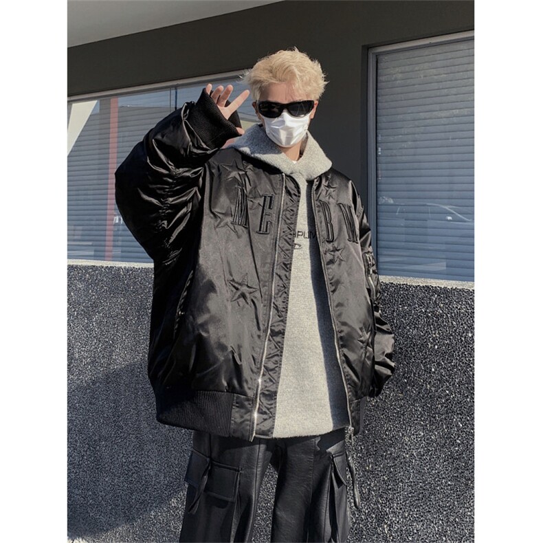706-1-LYM005-P145现货非揭阳货冬季美式高街痞帅设计感棉服,男装棉衣,星座706-1