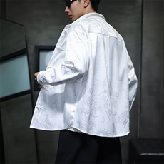 2026春装新款厚款龙纹长袖衬衫外套风盘扣唐装汉服2536-P60，男装衬衫，电商A057B