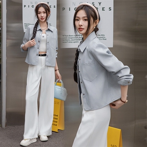 BAO海宁春季薄款皮衣外套女短款年轻时尚百搭仿绵羊皮皮夹克潮图片