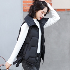 时尚百搭冬季保暖无袖棉马甲女修身显瘦拉链纯色外套简约大方，女装棉衣/棉服，微微衣阁
