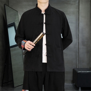 男士外套灯芯绒夹克盘扣立领唐装风 XZ1512-2502单夹克-P80图片