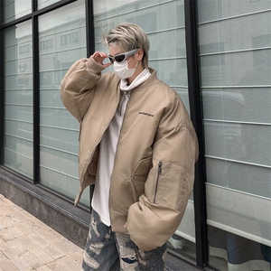 美式复古刺绣棒球棉服外套男潮牌Cleanfit飞行夹棉夹克外套图片