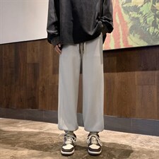 休闲加绒保暖束脚华夫格美式垂顺卫裤子K955-特批-32加绒-42，男装休闲裤，星座718-1