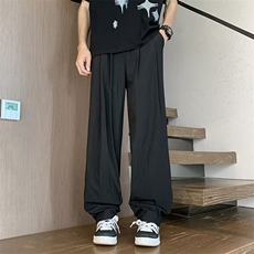 防水速干立体包边冰丝棉麻裤子男夏季薄款透气速干阔腿KA898，男装休闲裤，星座1116A-1（原606A）