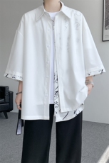 假两件短袖衬衫新中式风设计衬衣大码垂感冰丝外套DC1705特P35，男装衬衫，电商B238